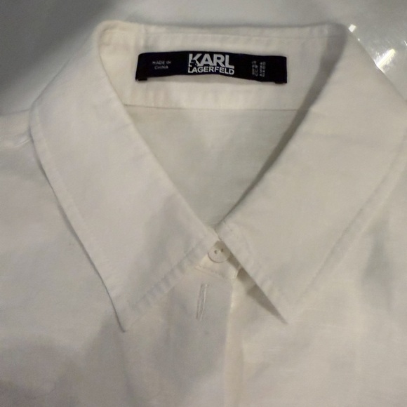 Karl Lagerfeld White Women's bow puff-sleeve shirt! Never worn! Size small! - Picture 2 of 2
